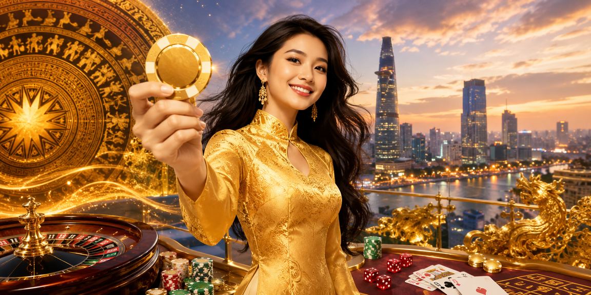 Phụ nữ mặc áo dài tại casino Hồ Chí Minh với không khí nhộn nhịp