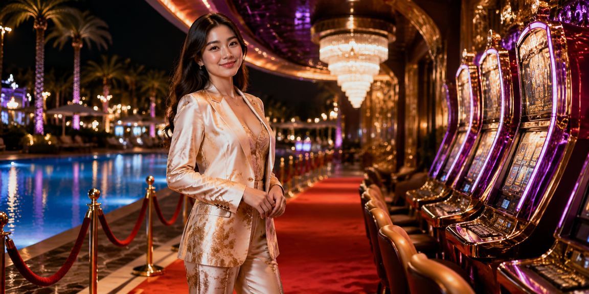 Cô gái mặc áo dài chơi slot game trên nền biển Mũi Né rực rỡ